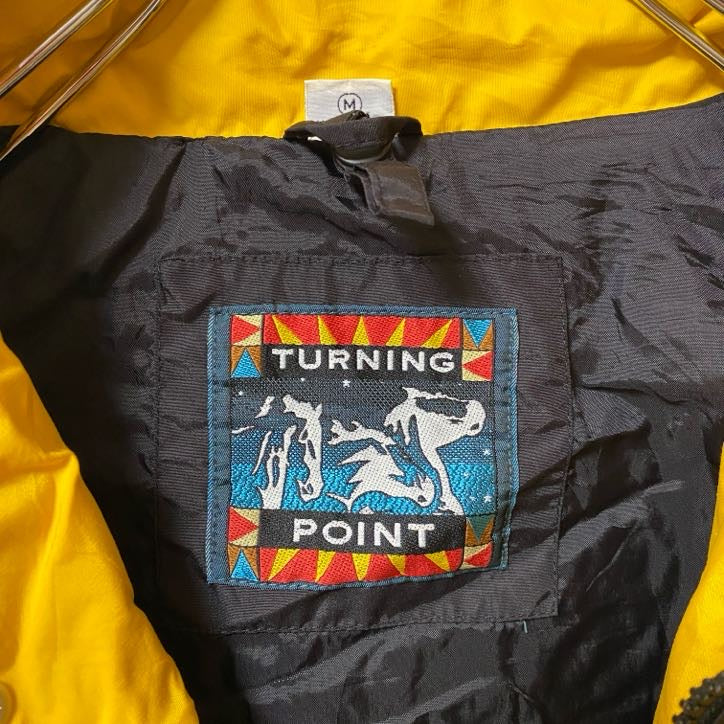 古着 used TURNING POINT 長袖ナイロンジャケット ハイネック 黒 ブラック 黄色 イエロー Mサイズ