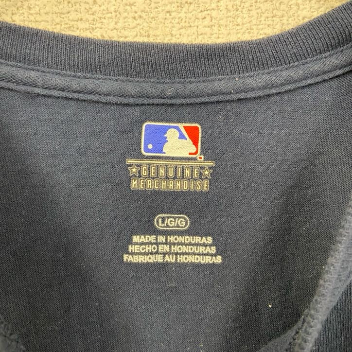 古着 used MLB クリーブランド・ガーディアンズ 半袖クルーネックプリントTシャツ 紺 ネイビー Lサイズ