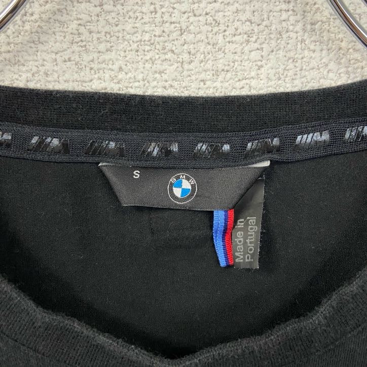 古着 used BMW 長袖ロゴプリントTシャツ クルーネック 黒 ブラック シンプルデザイン Sサイズ