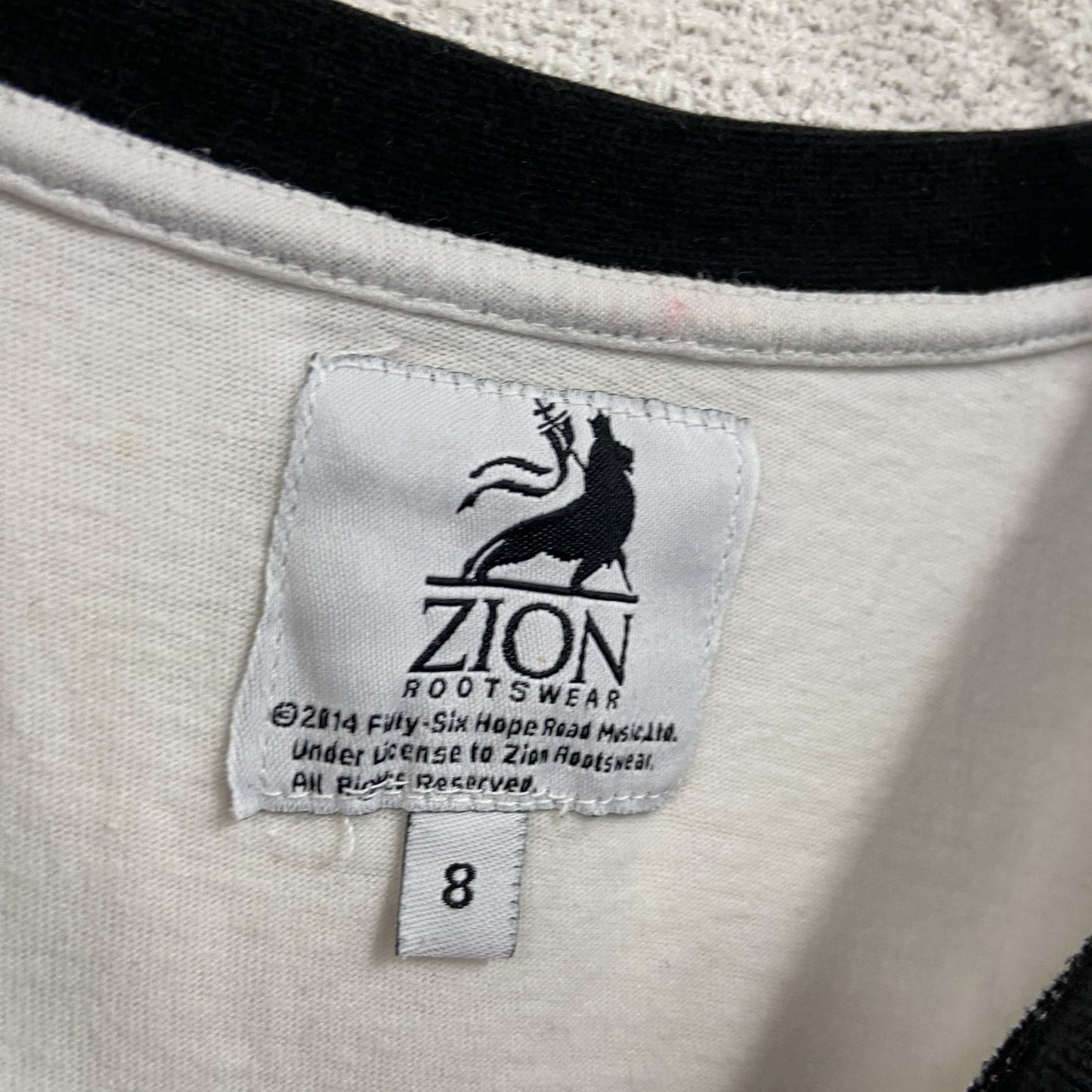 ZION ザイオン 半袖プリントTシャツ ボブマーリー 白 ホワイト 8サイズ