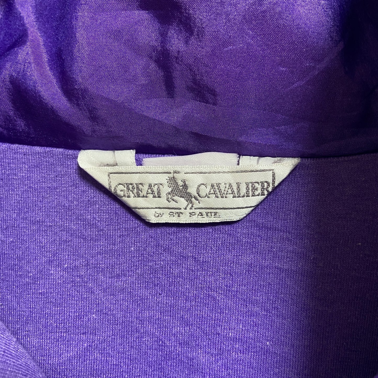 古着 used GREAT CAVALIER 長袖ナイロンジャケット 切り替え ジップアップ 紫 ハイネック レトロ Mサイズ