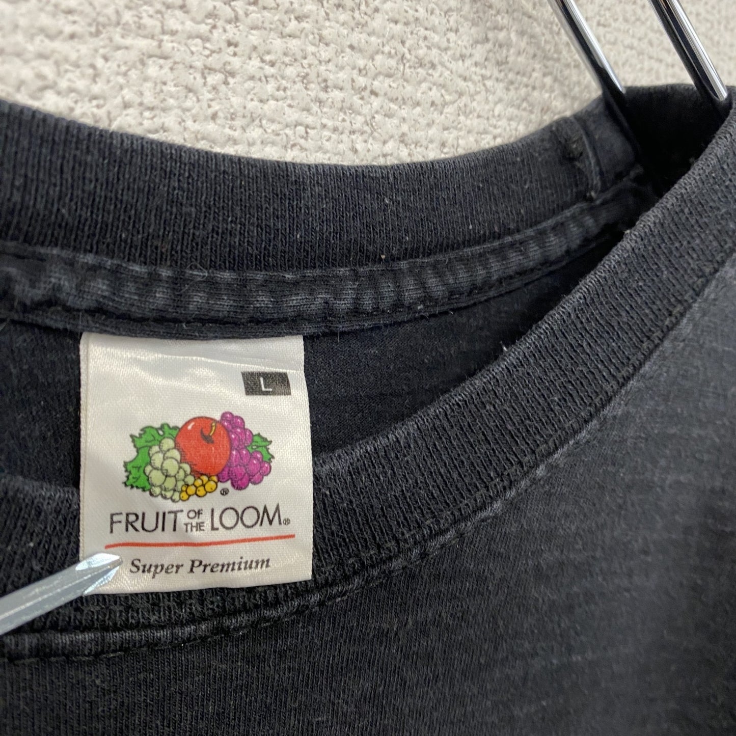 FRUIT OF THE LOOM 半袖プリントTシャツ アーチプリント 骸骨 スカル ドクロ 両面プリント 黒 ブラック Lサイズ