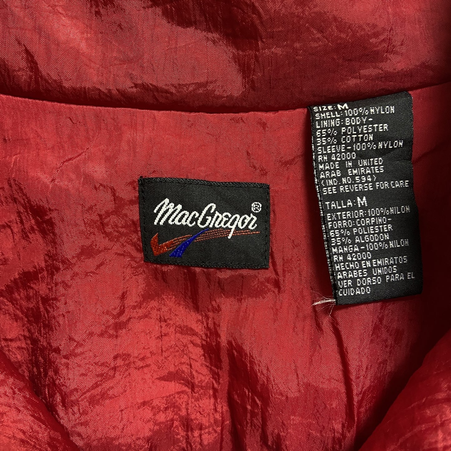 古着 used MacGregor マグレガー 長袖ハイネックナイロンジャケット 切り替え ジップアップ 黒 赤 Mサイズ