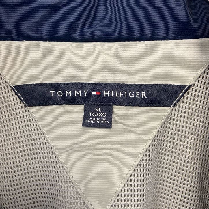 TOMMY HILFIGER トミーヒルフィガー ナイロンジャケット ワンポイントロゴ刺繍 ハイネック グレー XLサイズ
