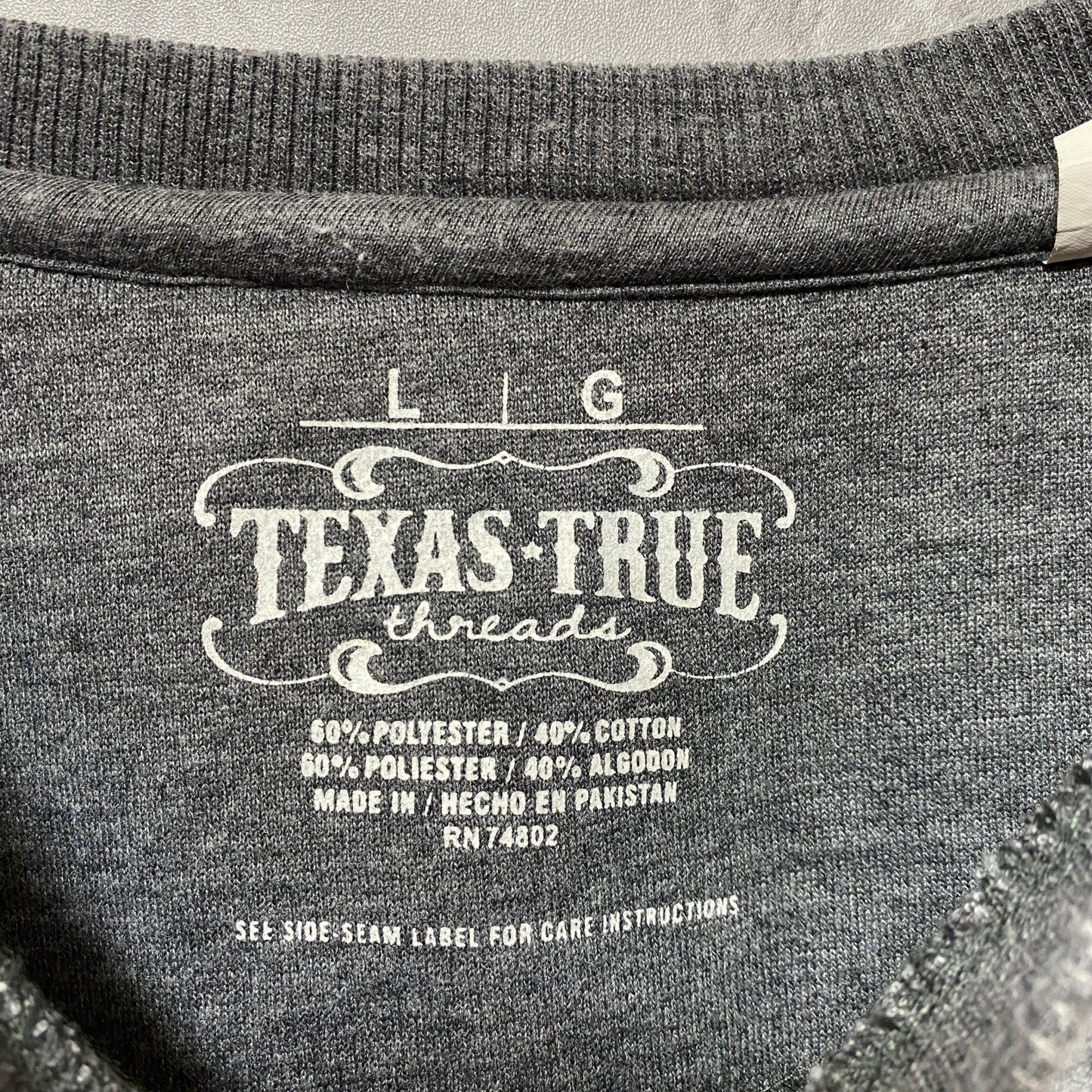 古着 used TEXAS TRUE VINTAGE 長袖起毛スウェット トレーナー チャコールグレー ビンテージ Lサイズ