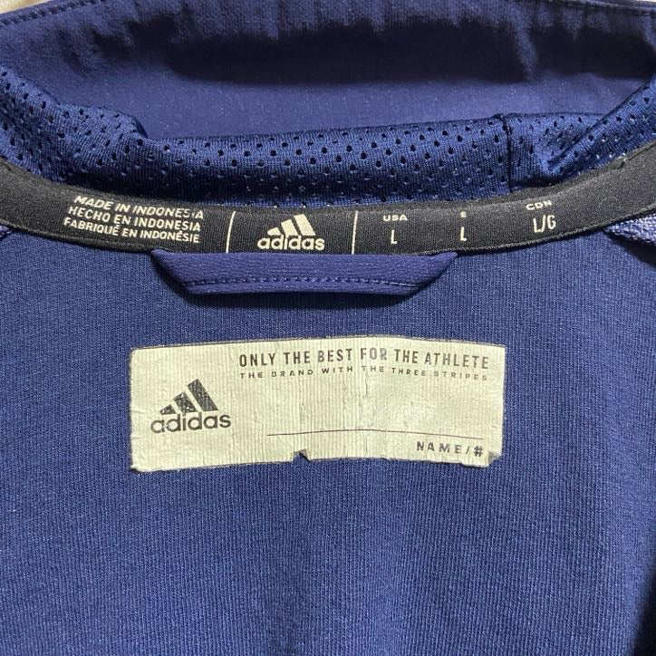 古着 used adidas アディダス 長袖フルジップパーカー ワンポイント刺繡 CLEARLAKE ネイビー
