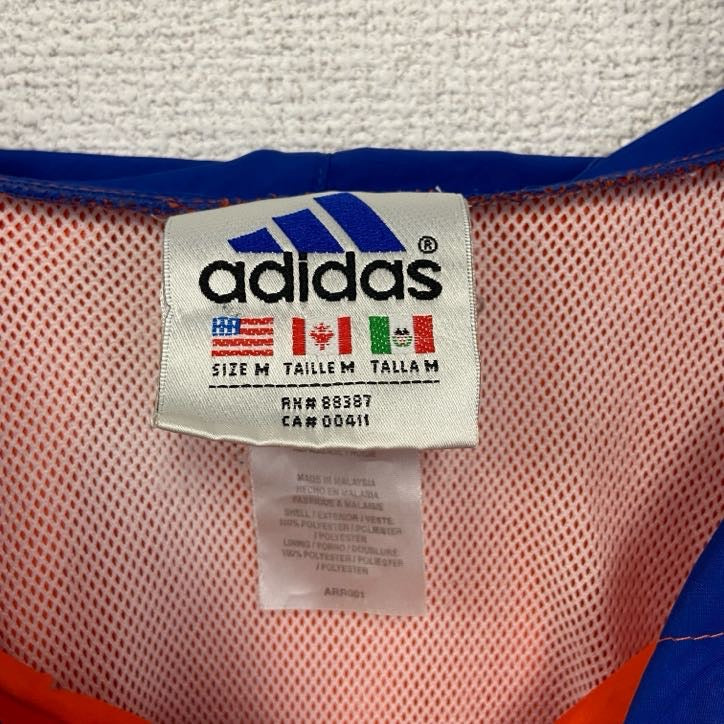 90s adidas アディダス アノラックパーカー ナイロンプルオーバー ヴィンテージ オレンジ Mサイズ
