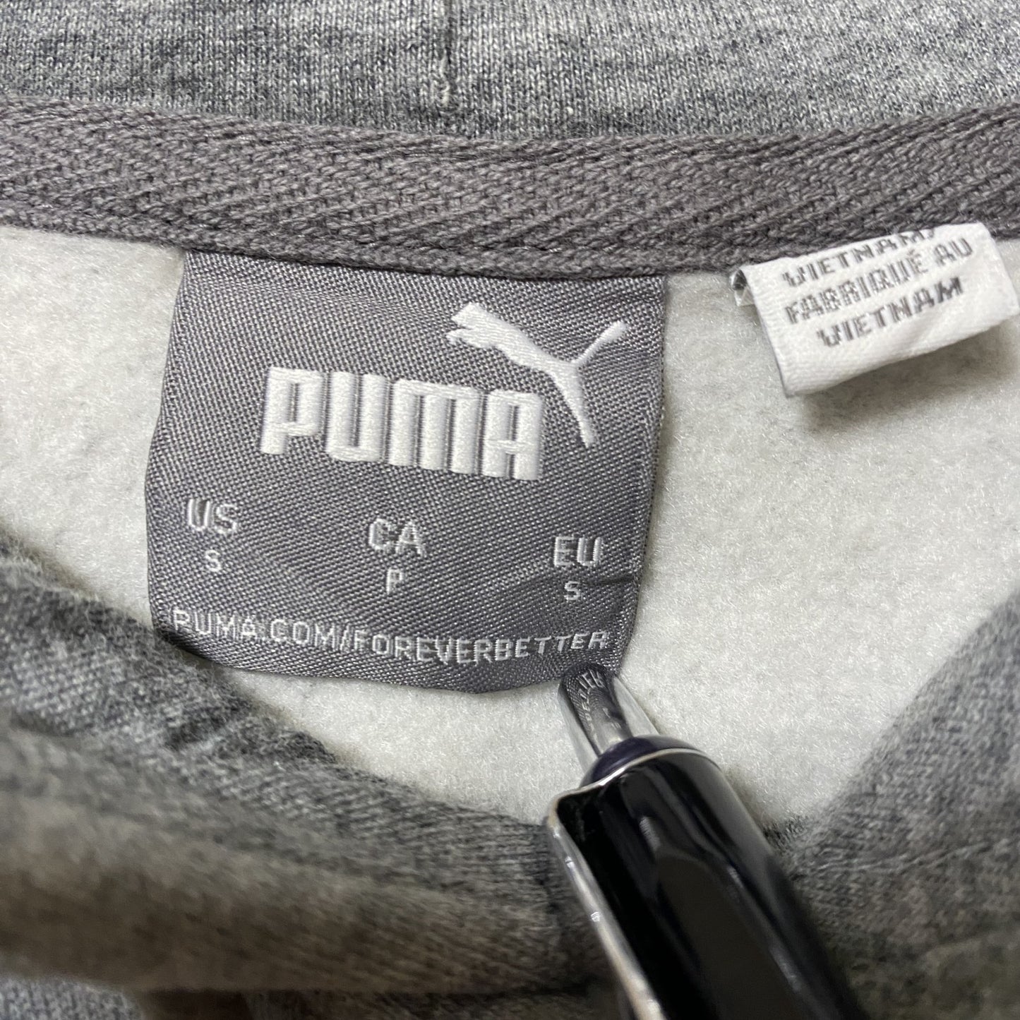 PUMA プーマ スウェットパーカー/フーディー ロゴプリント ワンポイント 灰色 グレー Sサイズ