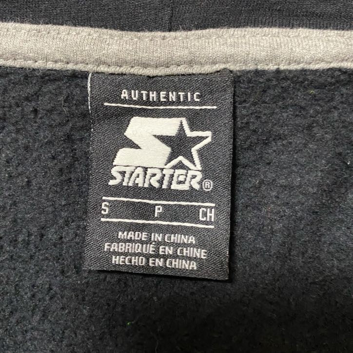古着 used STARTER スターター 長袖無地フルジップパーカー スウェットフーディー 黒 ノームコア シンプル Sサイズ