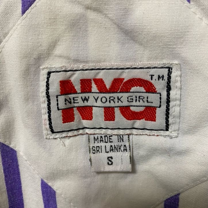 古着 used NEW YORK GIRL 長袖ハイネックナイロンジャケット ヴィンテージ vintage カラフル 白 Sサイズ