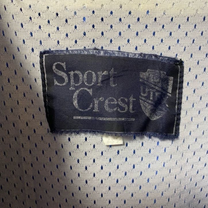 古着 used Sport Crest 長袖フルジップナイロンジャケット ジャンパー レトロデザイン ブルー 青 Mサイズ
