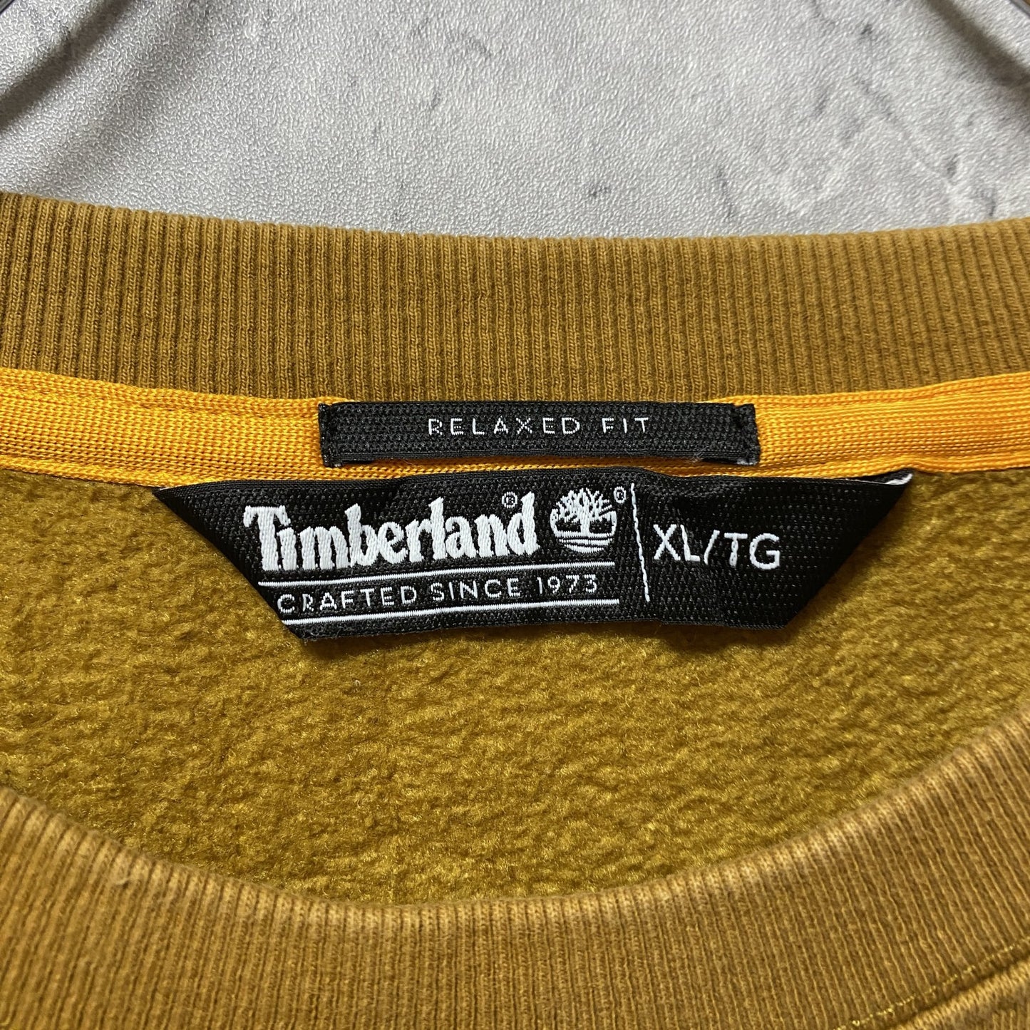 古着 used Timberland ティンバーランド 長袖プリントロゴスウェット トレーナー 黄色 ビックシルエット XLサイズ