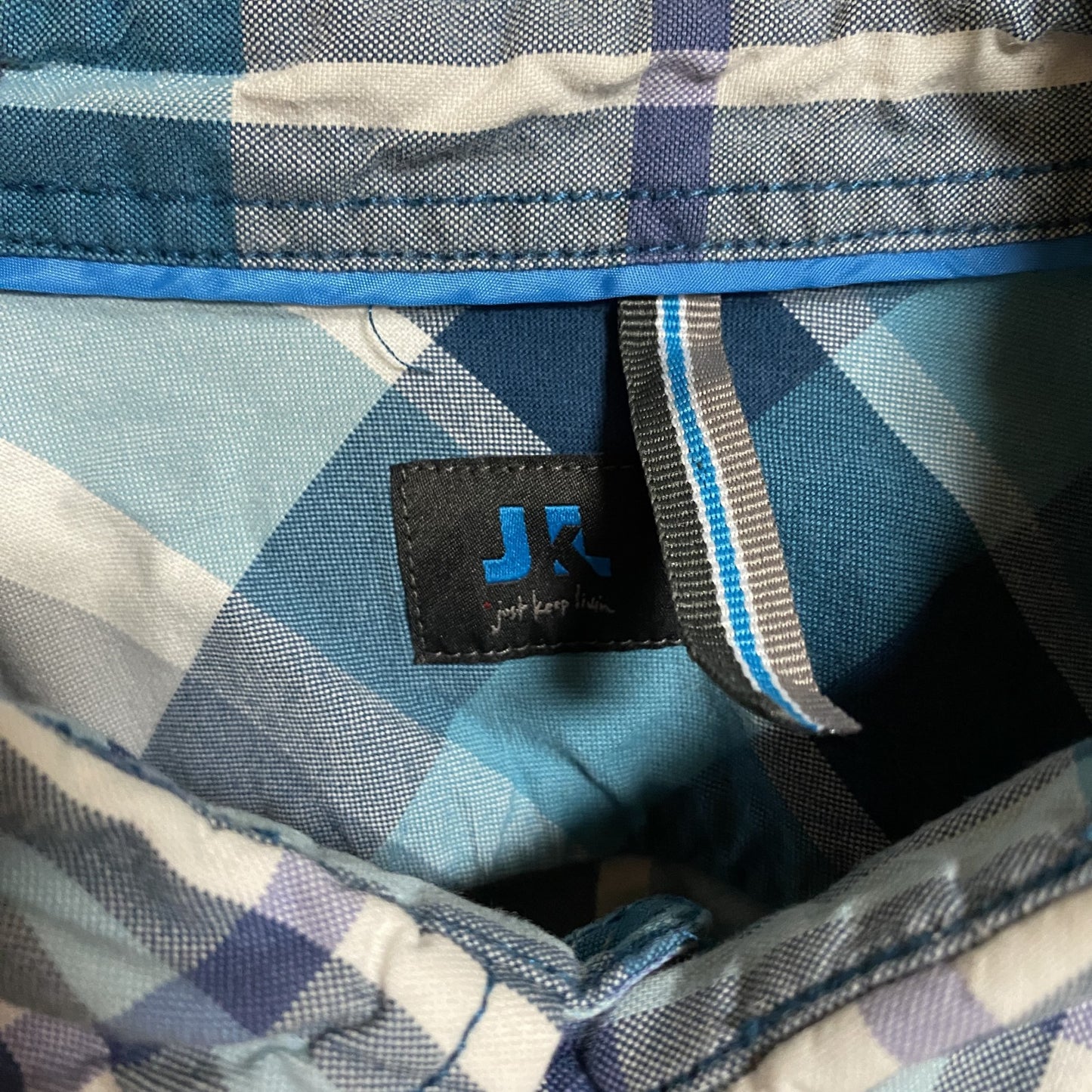 古着 used 長袖ネルシャツ チェック柄 総柄 青 ブルー 秋冬服 レトロデザイン ビッグシルエット XLサイズ