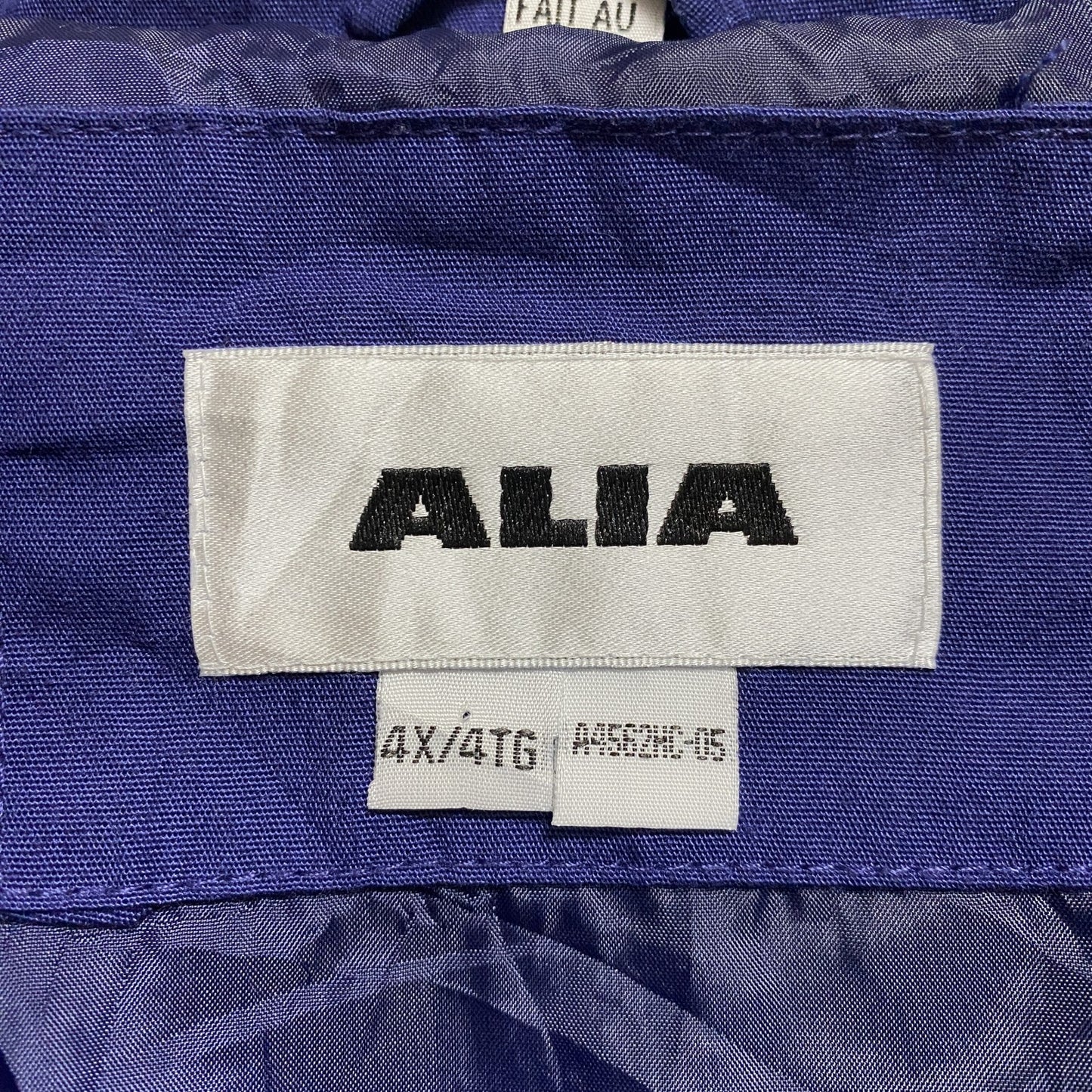 古着 used ALIA 七分袖ジップアップブルゾン ハイネックジャンパー ネイビー 秋冬服 ビッグシルエット 4XLサイズ