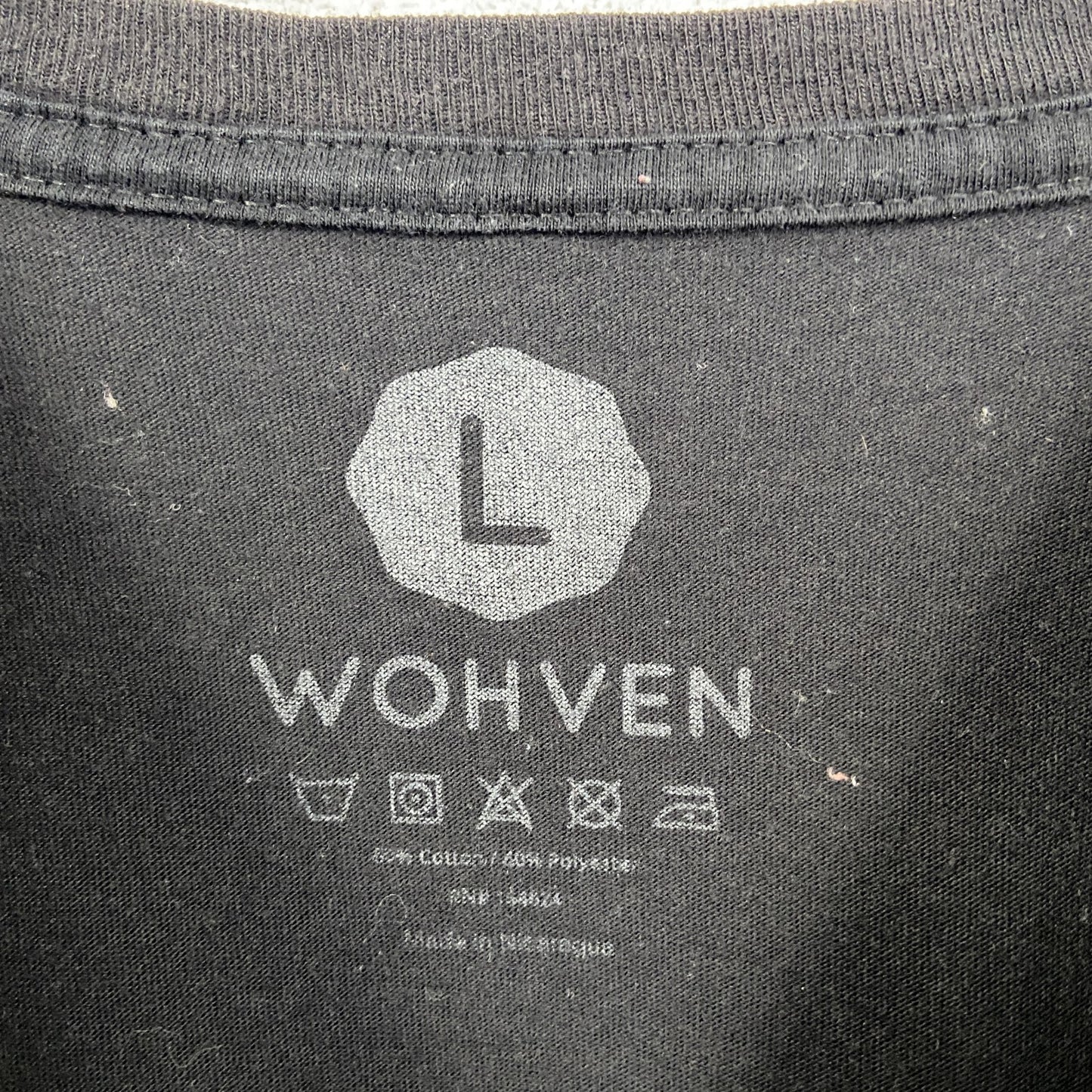古着 used WOHVEN 半袖デザインプリントTシャツ グラフィック クルーネック 黒 ブラック 春夏服 Lサイズ