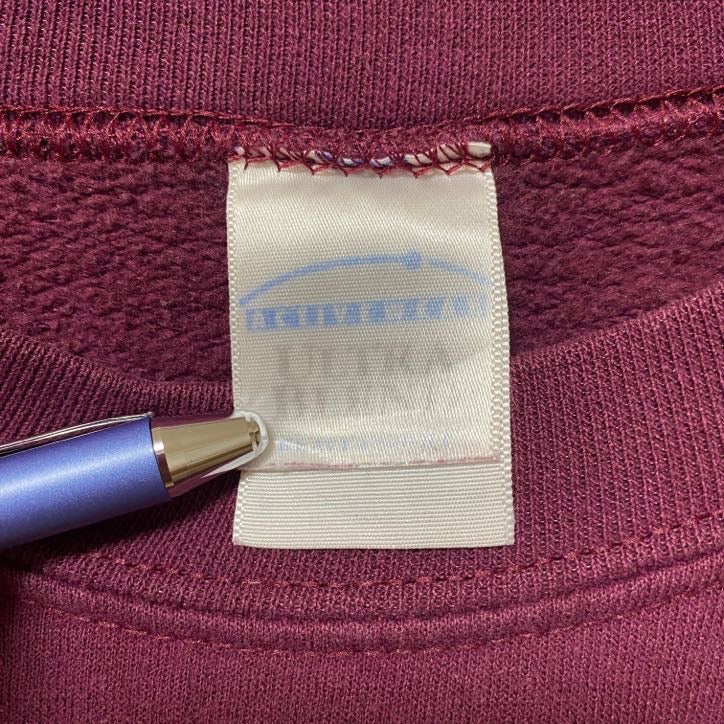古着 used 長袖プリントスウェット トレーナー ALASKA アラスカ Mountain ワインレッド クルーネック Lサイズ