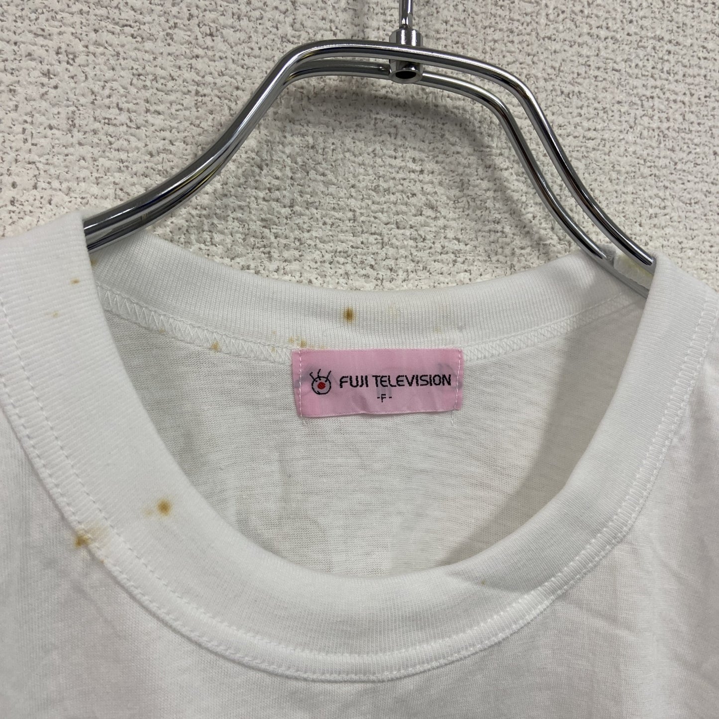 半袖プリントTシャツ フジテレビジョン 会社ロゴ シングルステッチ 白 ホワイト Fサイズ