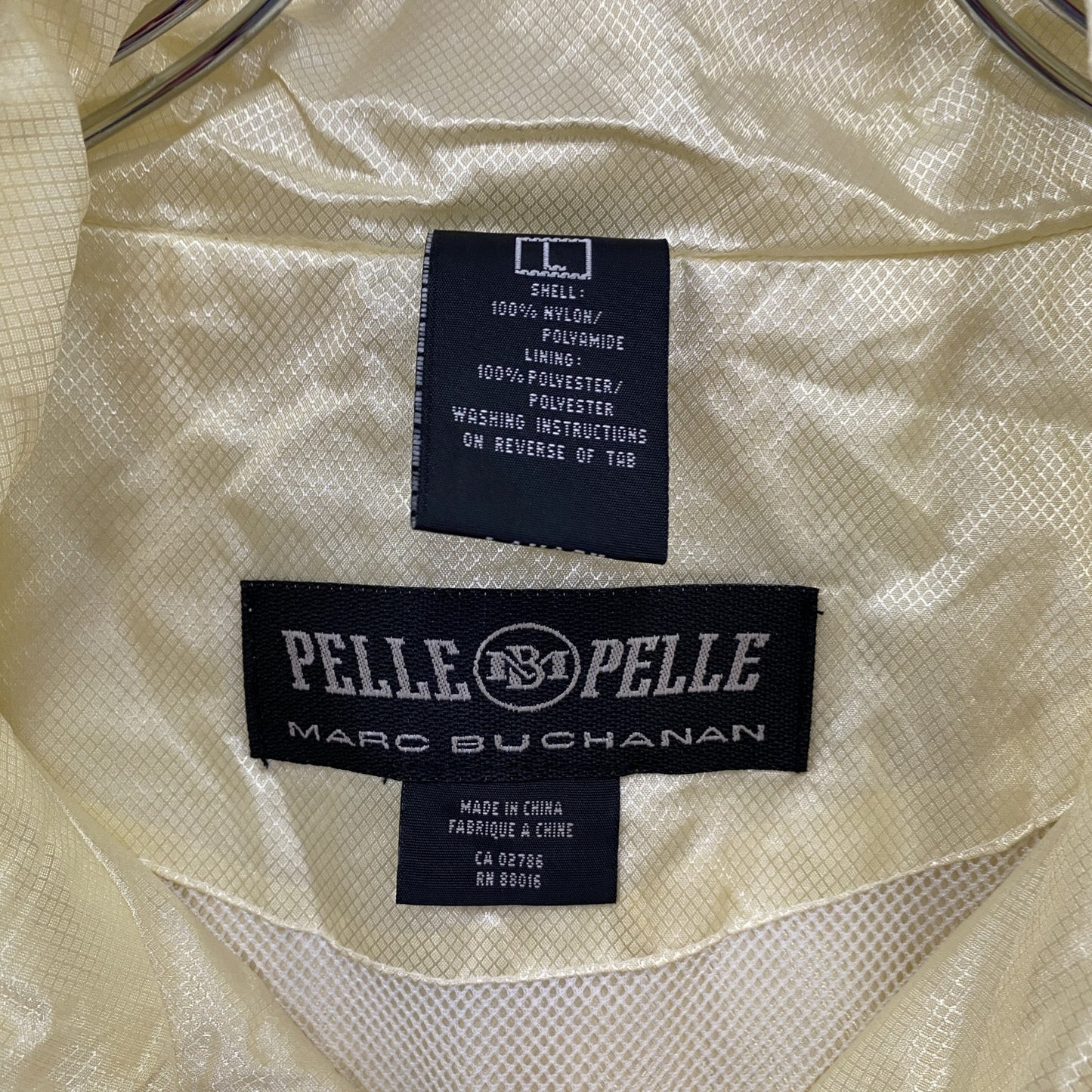 90s PELLE PELLE ペレペレ フルジップナイロンジャケット ヴィンテージ ベージュ ホワイト Lサイズ