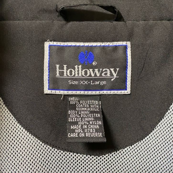 古着 used Holloway 長袖ハーフジップナイロンジャケット ワンポイント刺繍 ハイネック バスケ 黒 2XLサイズ
