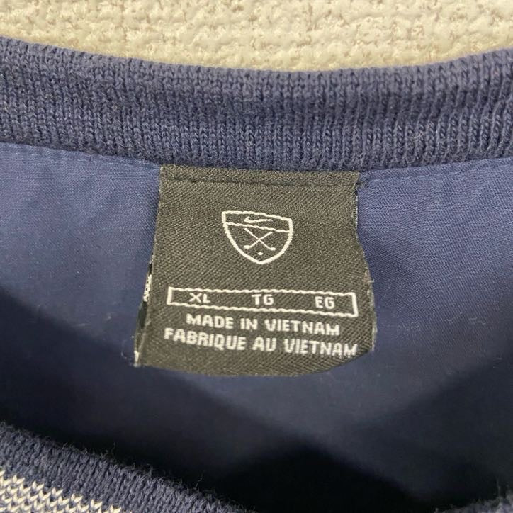 古着 used NIKE GOLF ナイキゴルフ 長袖ナイロンプルオーバー ワンポイント刺繍 ネイビー 紺 XLサイズ