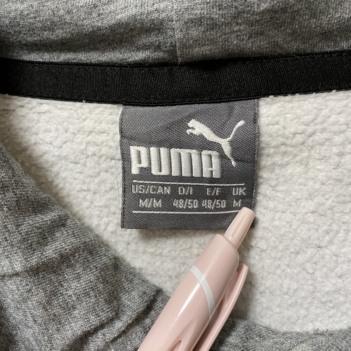 古着 used PUMA プーマ 長袖ワンポイントプリントパーカー スウェットプルオーバー 霜降りグレー 秋冬服 Mサイズ