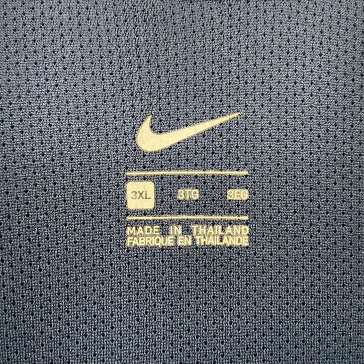 古着 used NIKE ナイキ 長袖ハーフジップナイロンジャケット ワンポイント刺繍 フットボール ネイビー 3XLサイズ