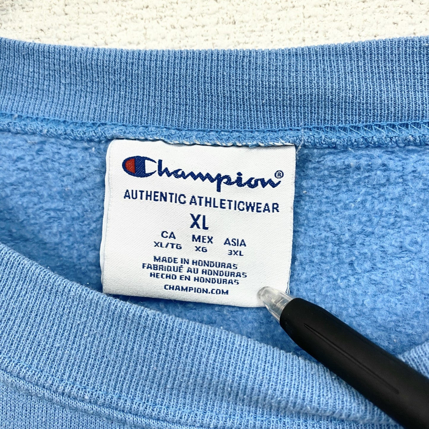 champion チャンピオン スウェット/トレーナー 3連プリント 水色 ライトブルー XLサイズ