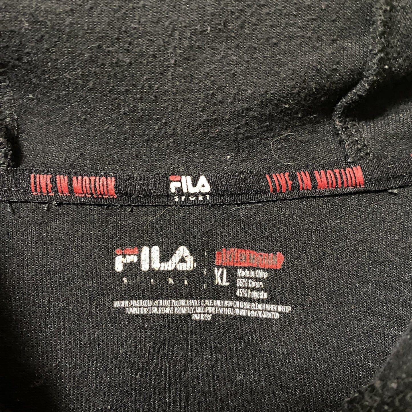 FILA フィラ スウェットパーカー/フーディー 無地 ビックシルエット 黒 ブラック XLサイズ