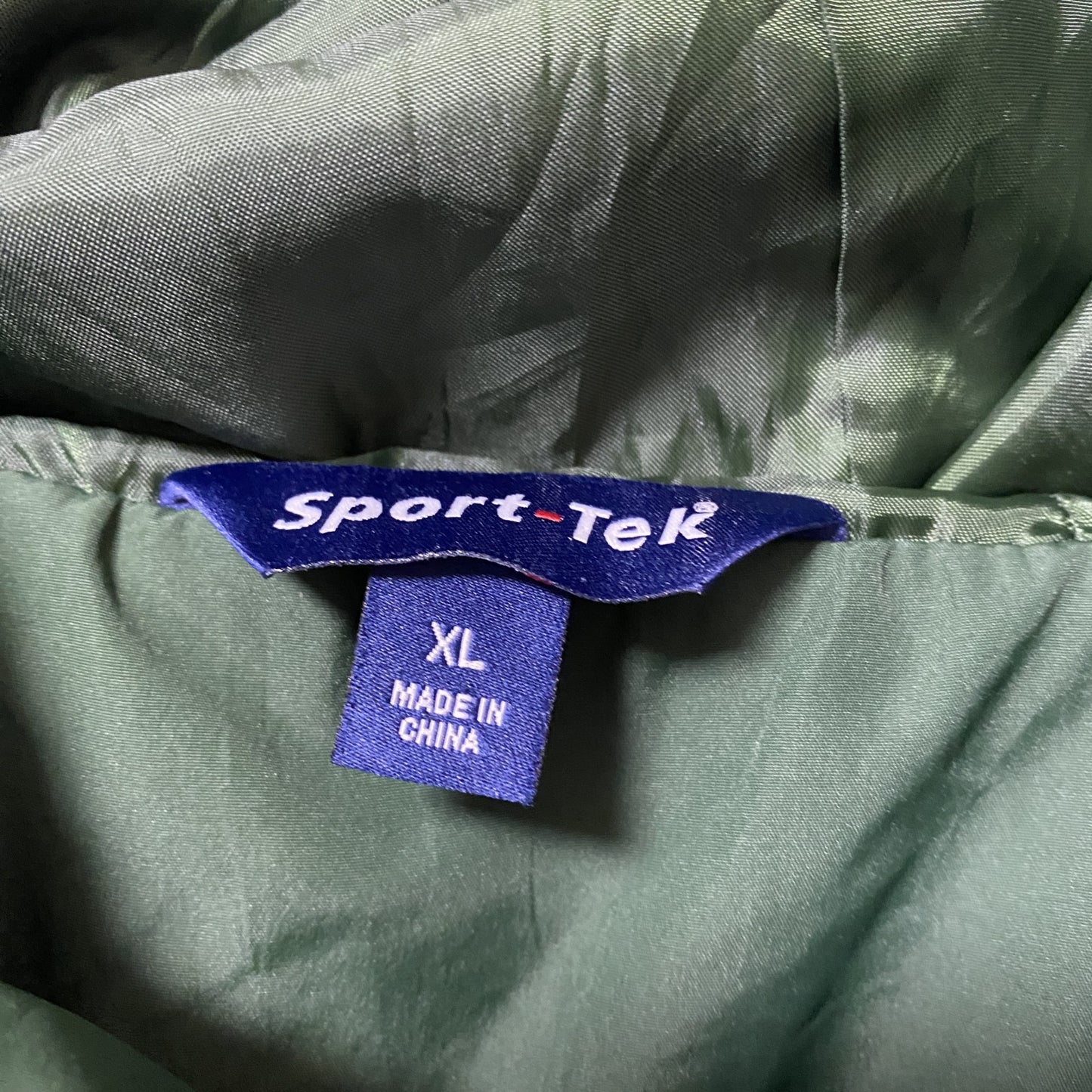 古着 used SPORT-TEK 長袖ハーフジップナイロンプルオーバー アノラックパーカー ワンポイント刺繡 緑 XLサイズ