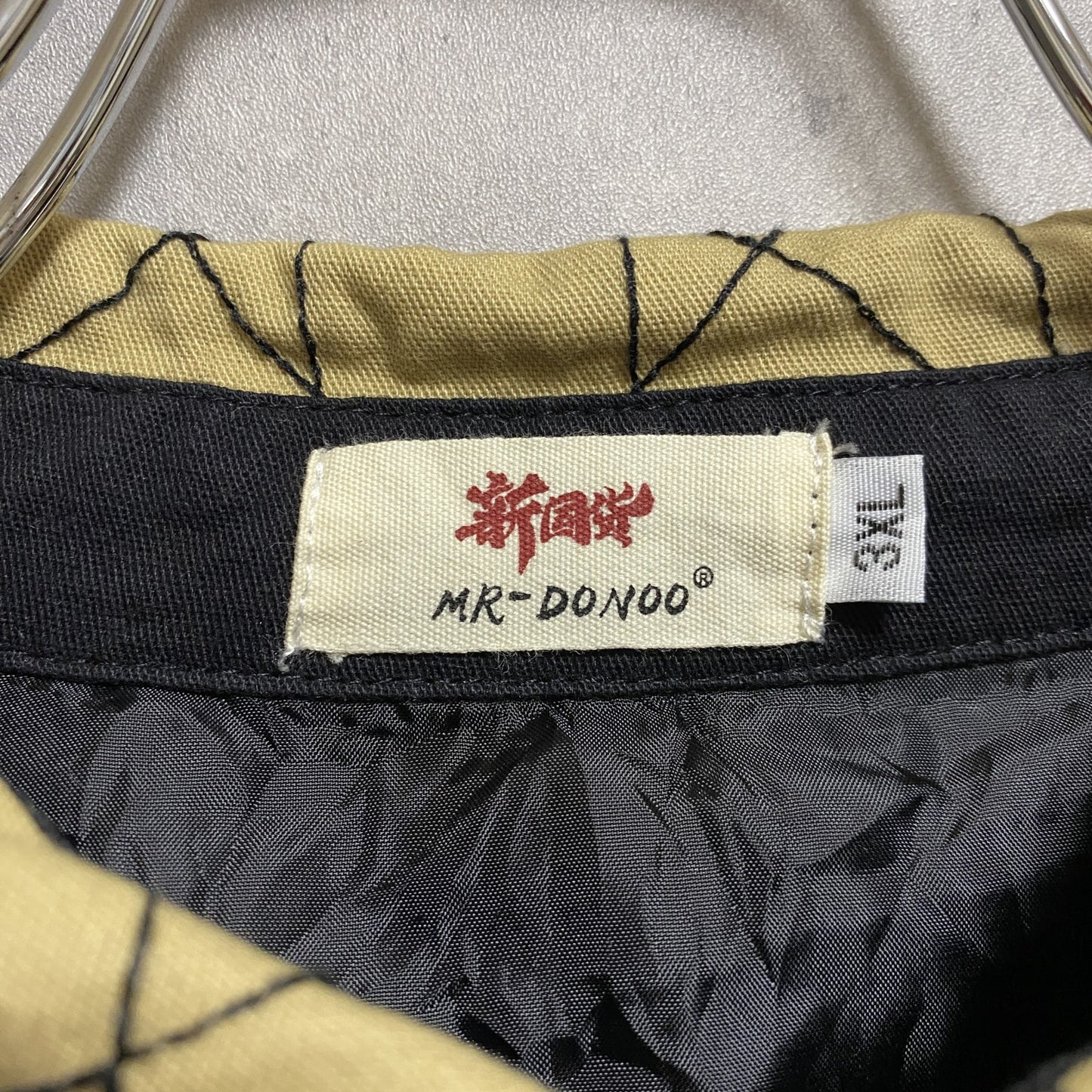 古着 used 新国貨 長袖フルボタンブルゾン ジャケット バックプリント 漢字 武将 黒 ブラック オーバーサイズ