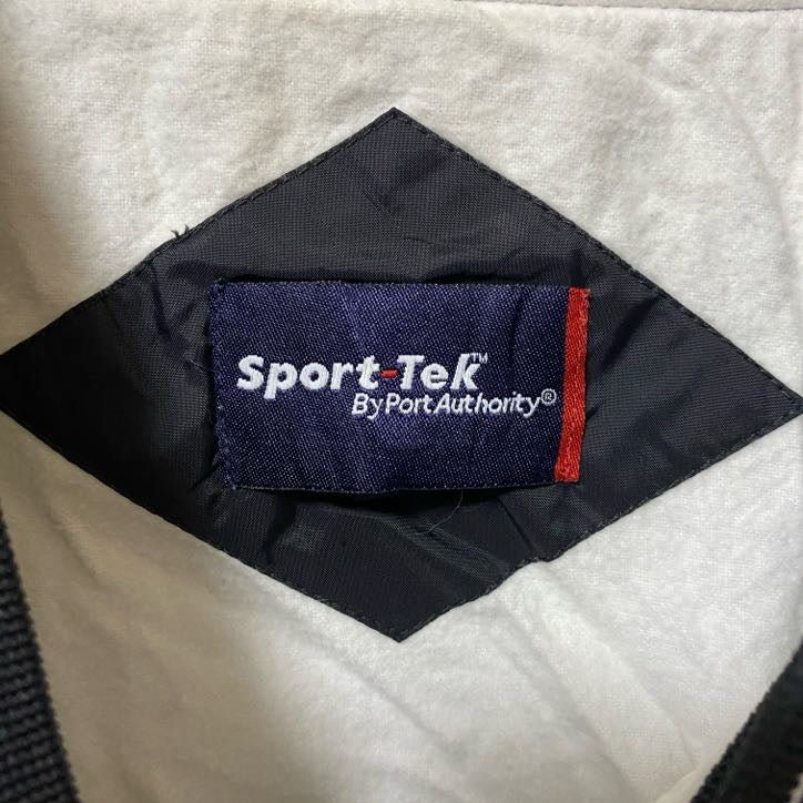 古着 used Sport-Tek 長袖ナイロンプリントジャケット Vネックプルオーバー チアリーディング 黒 ブラック Lサイズ