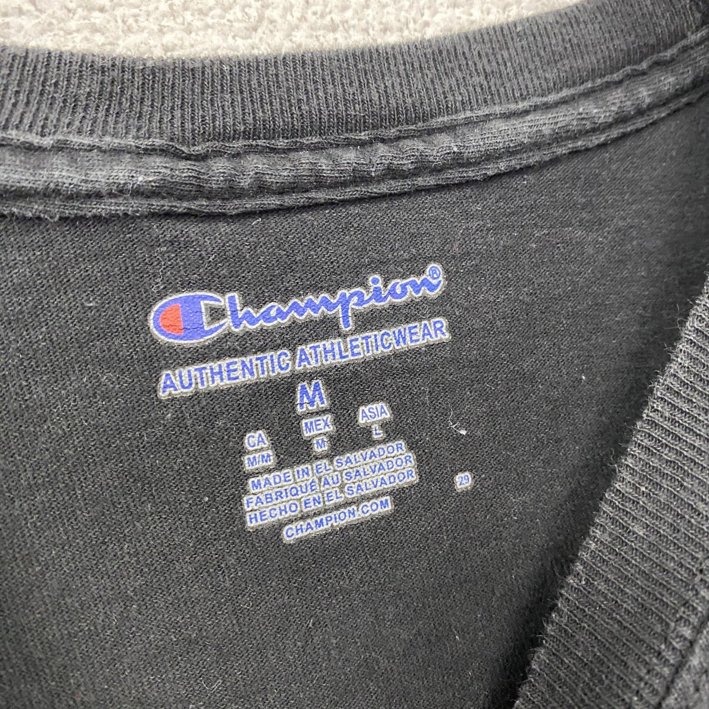 Champion チャンピオン 半袖プリントTシャツ アーチプリント 現行 黒 ブラック Mサイズ