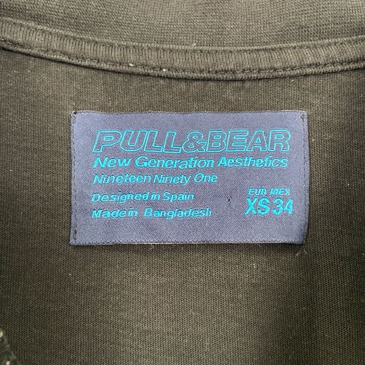 古着 used PULL&BEAR プルアンドベア 半袖デザインプリントTシャツ クルーネック バス 黒 XSサイズ