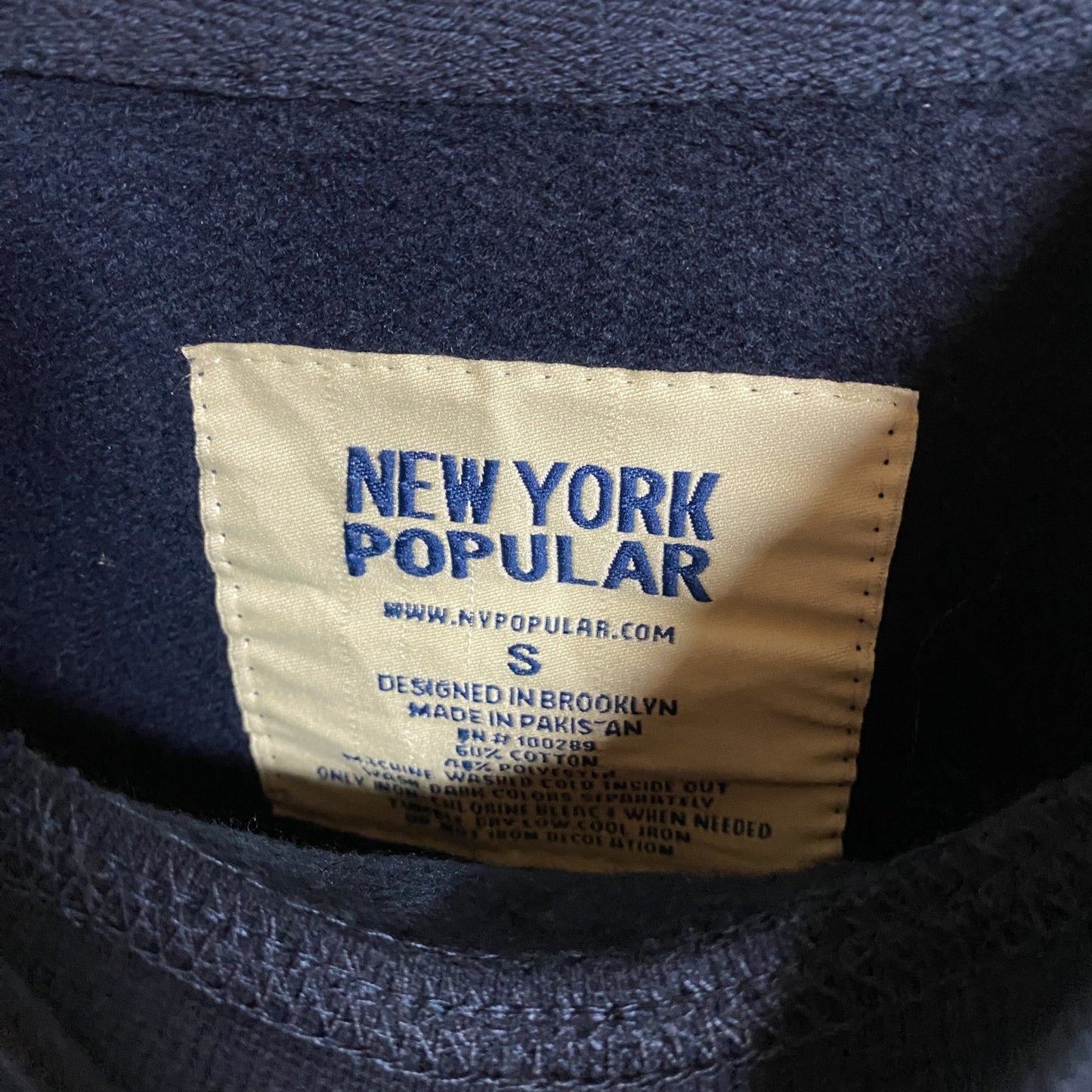 古着 used 長袖カレッジロゴ刺繍スウェット トレーナー クルーネック New York ネイビー レトロ 秋冬服 Sサイズ