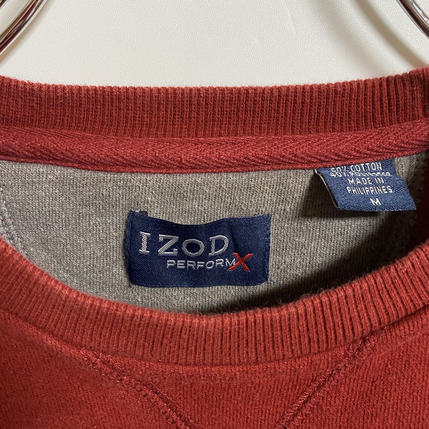 古着 used IZOD 長袖無地スウェット トレーナー ワインレッド レトロデザイン シンプル Mサイズ