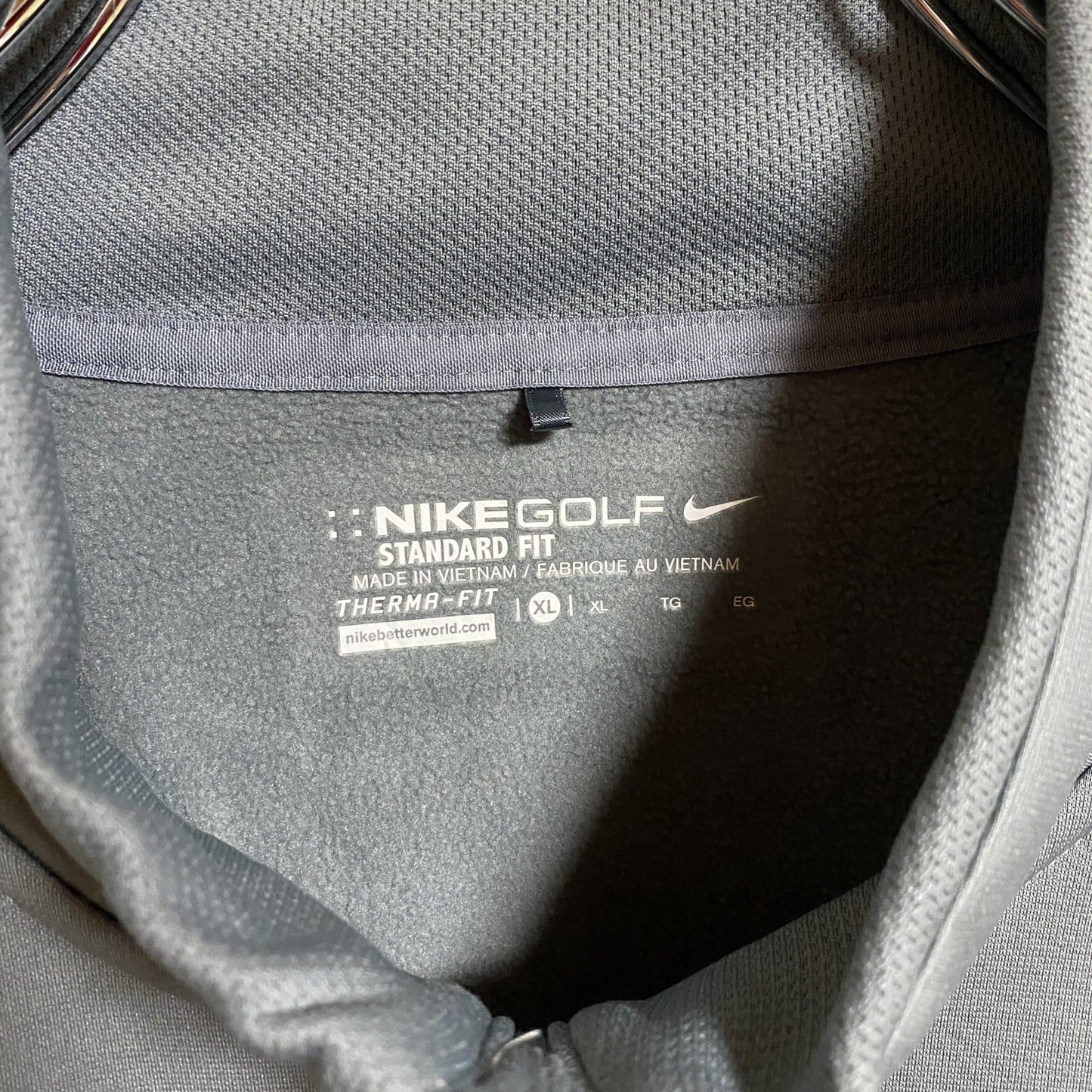 古着 used NIKE ナイキ 長袖ハーフジッププルオーバー ジャージ スウェット ワンポイント刺繍 XLサイズ