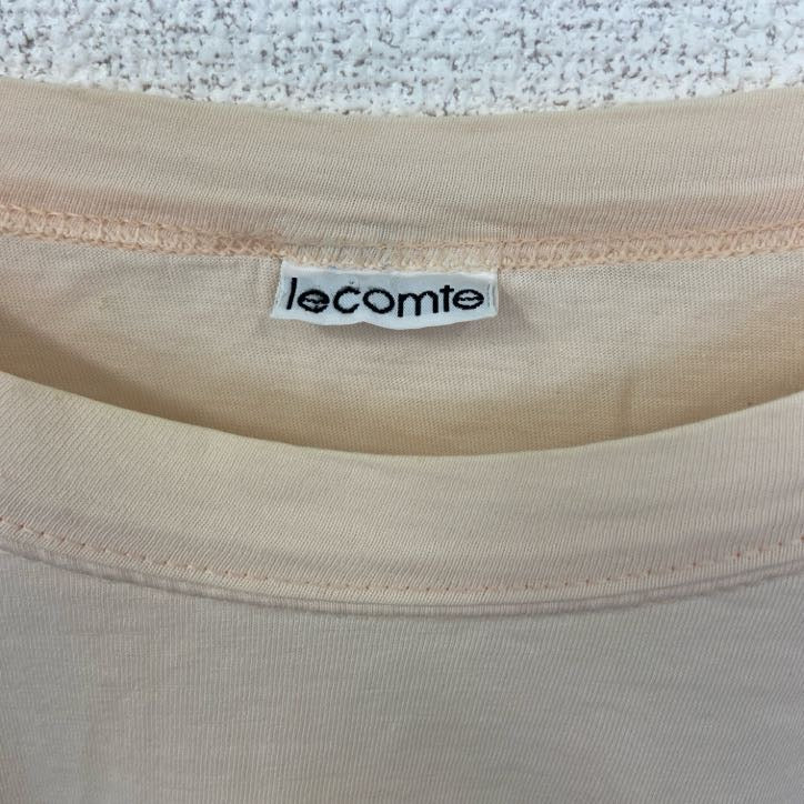 古着 used lecomte 半袖プリントTシャツ クルーネック 薄ピンク レトロ 風景写真デザイン カジュアル Lサイズ