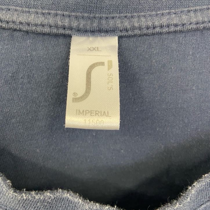 古着 used IMPERIAL 半袖プリントTシャツ バイクデザイン OTTOMOTOR クルーネック 青 レトロ 2XLサイズ