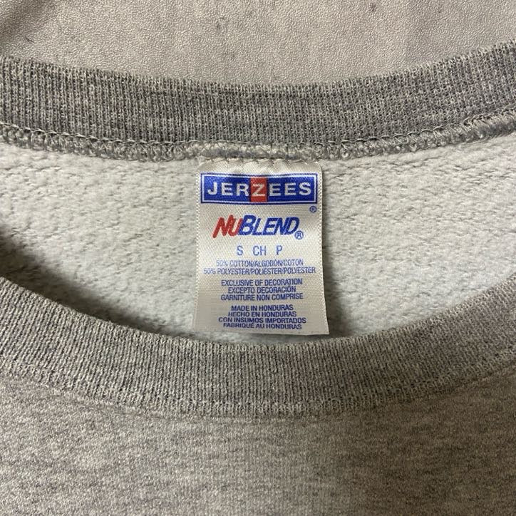 古着 used JERZEES FLORIDA 長袖プリントスウェット トレーナー グレー クルーネック 秋冬服 Sサイズ