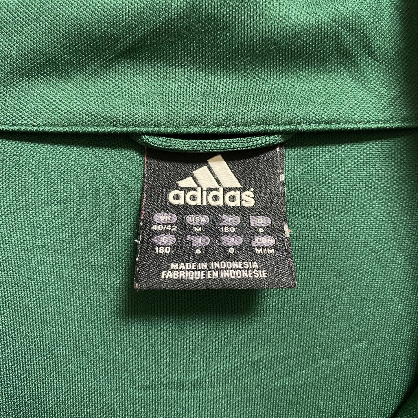 古着 used adidas アディダス 長袖フルジップトラックジャケット ジャージ ワンポイント刺繍 緑 グリーン Lサイズ