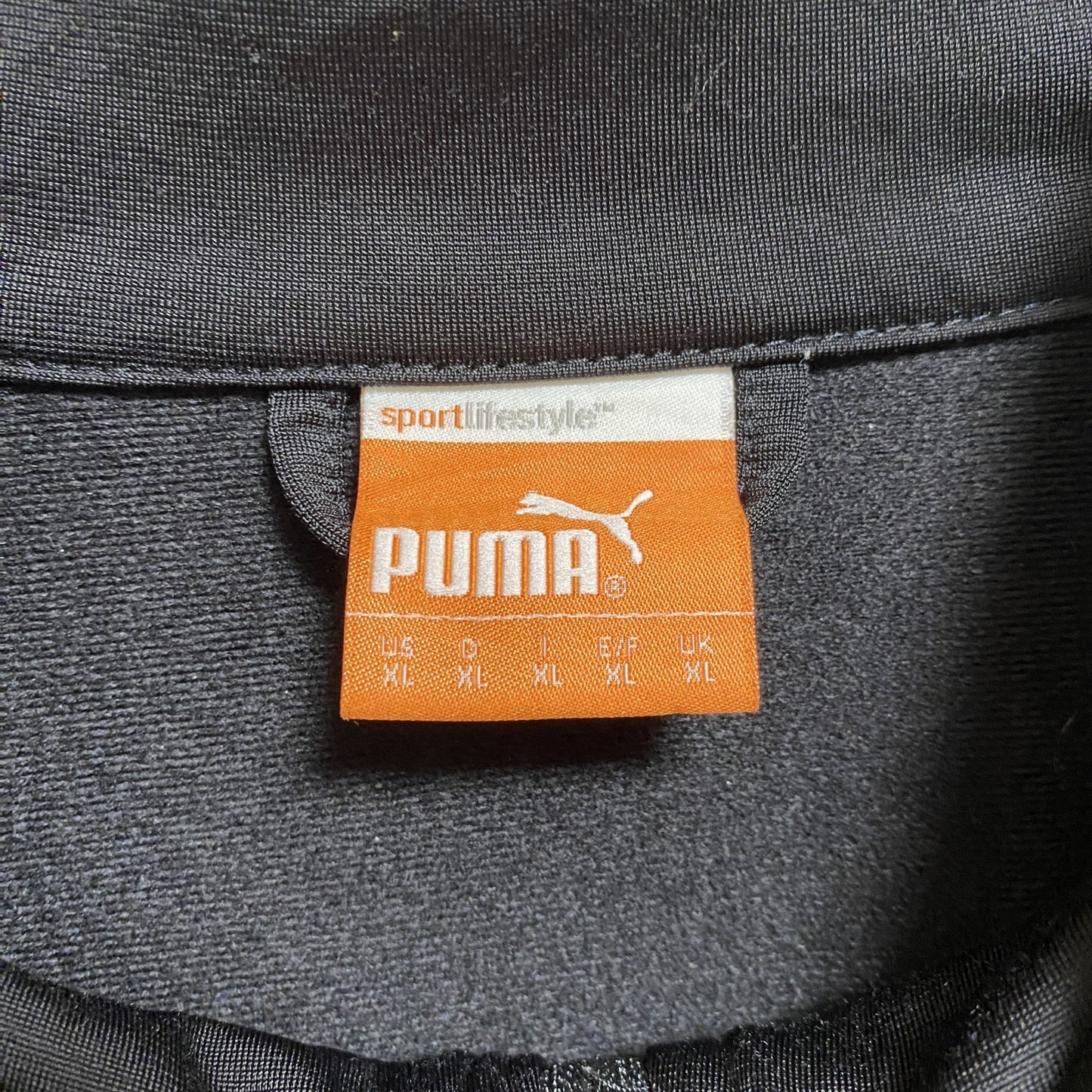 古着 used puma プーマ 長袖フルジップトラックジャケット ジャージ ワンポイント刺繍 黒 ブラック オーバーサイズ