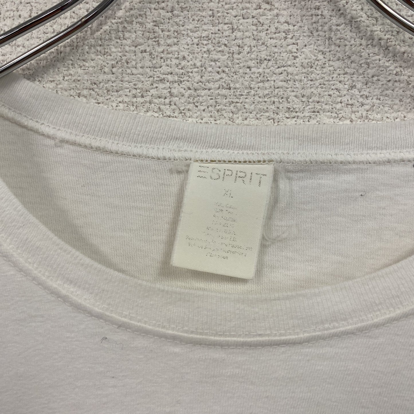 ~90s ESPRIT エスプリ 半袖プリントTシャツ デカロゴ シングルステッチ ヴィンテージ 白 ホワイト XLサイズ