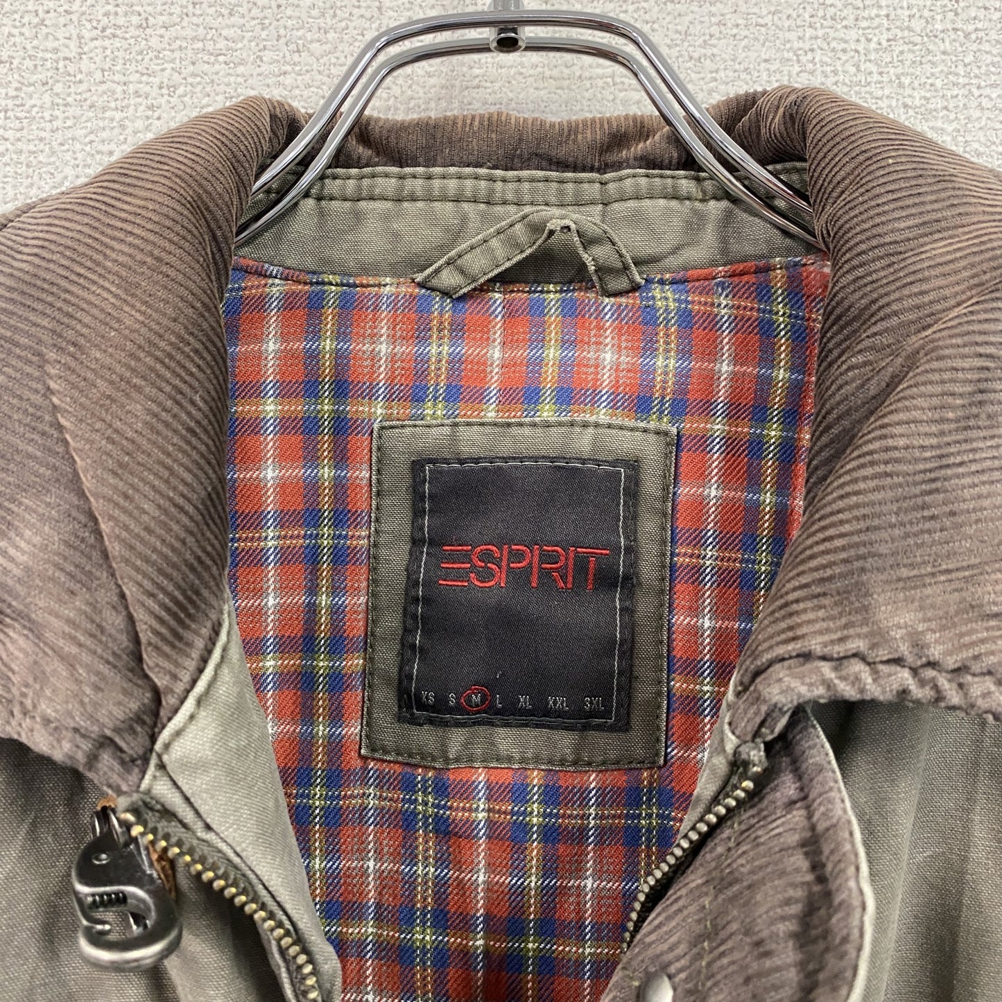 ESPRIT エスプリ ファイヤーマンジャケット 比翼仕立て コーデュロイカラー デカポケット カーキ Mサイズ