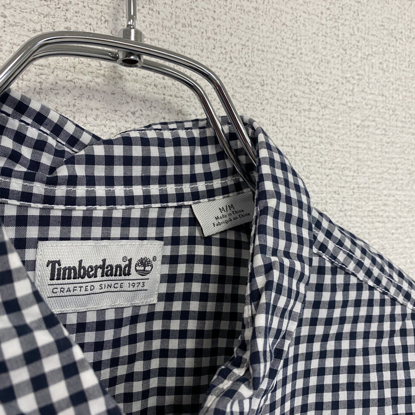 Timberland ティンバーランド 長袖シャツ ボタンダウンシャツ ギンガムチェック 総柄 黒 ブラック Mサイズ