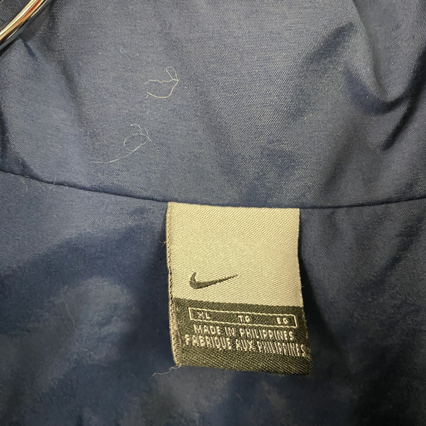 00s NIKE ナイキ フルジップナイロンジャケット スウッシュ ヴィンテージ 紺 ネイビー XLサイズ