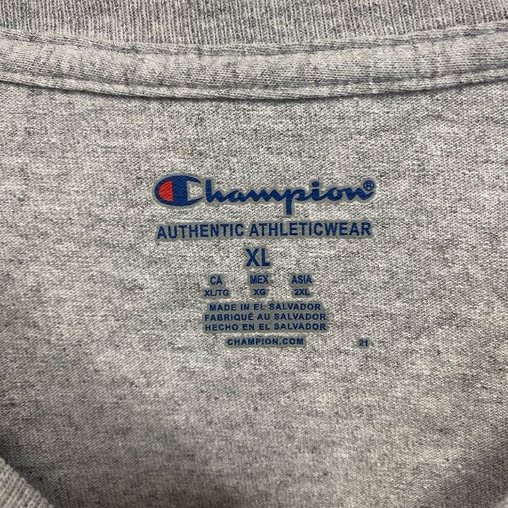 古着 used champion チャンピオン 半袖プリントカレッジTシャツ リバティ大学 1971 レトロ グレー XLサイズ