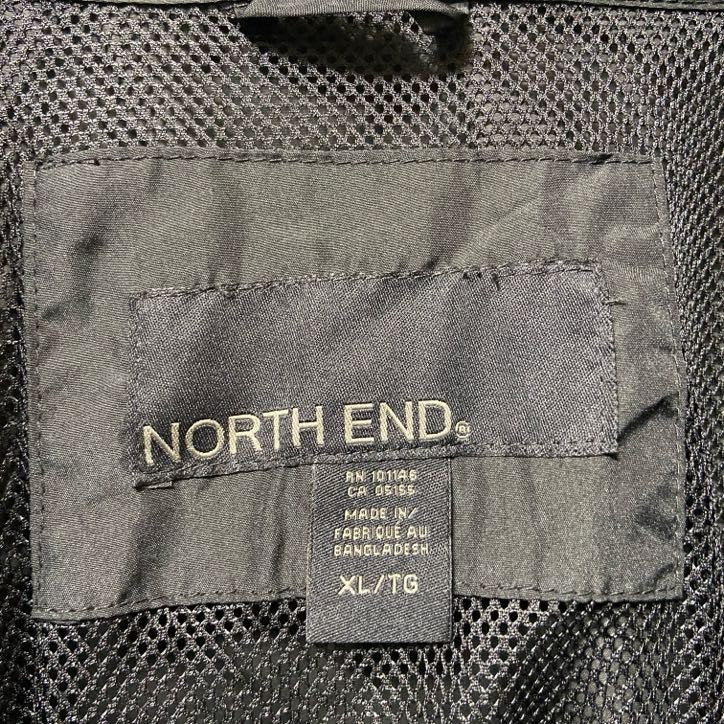 古着 used NORTHEND 長袖ナイロンジャケット ワンポイントロゴ刺繡 黒 ブラック オーバーサイズ XLサイズ