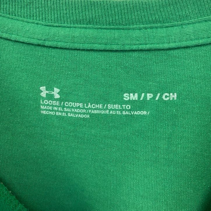 古着 used UNDER ARMOUR アンダーアーマー 半袖プリントTシャツ 背番号 25 クルーネック レトロ 緑 Sサイズ