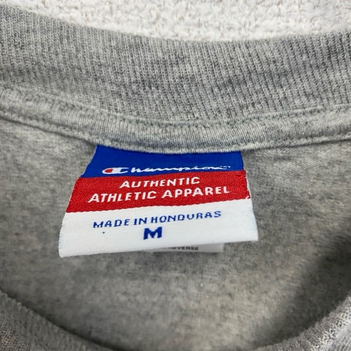 古着 used champion チャンピオン 半袖プリントTシャツ オールドドミニオン フットボール レトロ グレー Lサイズ