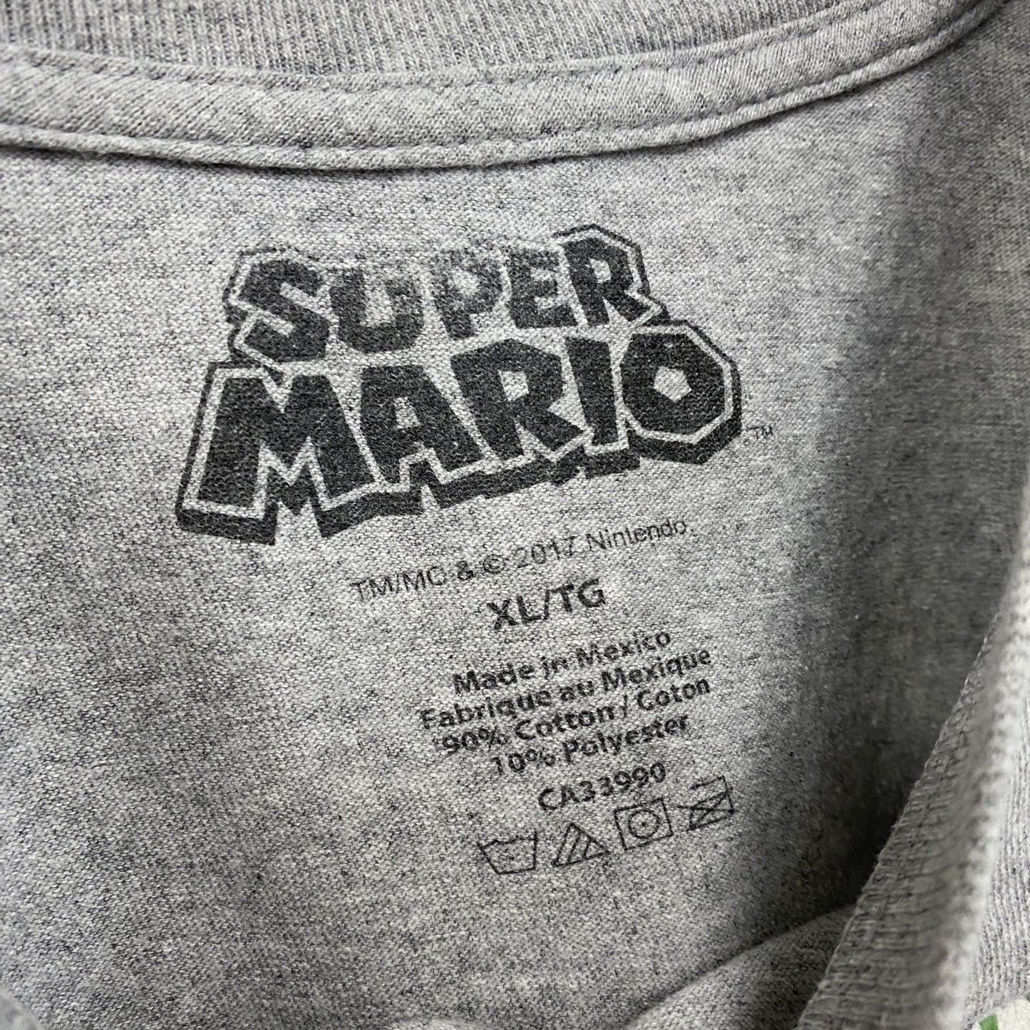 Nintendo 任天堂 SUPER MARIO スーパーマリオ 半袖プリントTシャツ 灰色 グレー XLサイズ